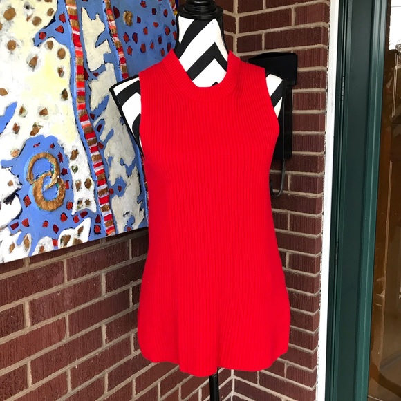 J. Crew Red Ribbed Sleeveless Sweater Tank - Picture 2 of 8
